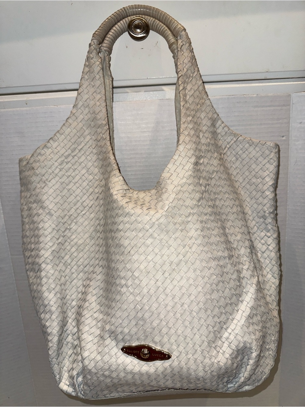 Elliott Lucca Woven Leather Hobo Bag Double Shoulder Handbag